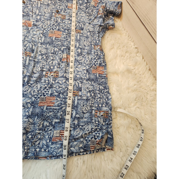 Foundry Men's Multicolor American Flag Rayon Short Sleeve Button Up Shirt 2XL - Picture 5 of 5